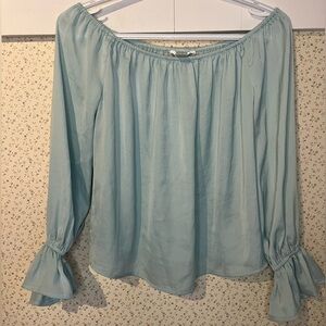 Forever 21 Light Blue Off-Shoulder peasant Blouse